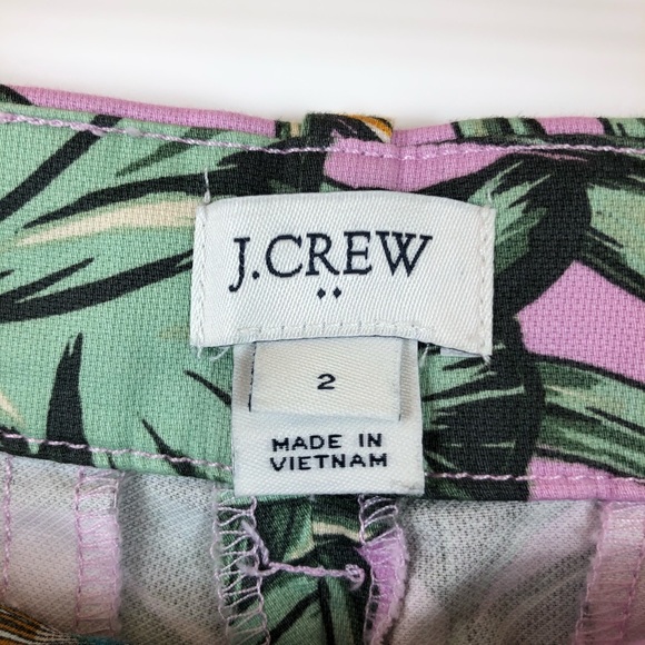 J Crew Skimmer Pants Purple Tropical Cropped Palm - Picture 3 of 6